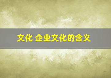 文化 企业文化的含义